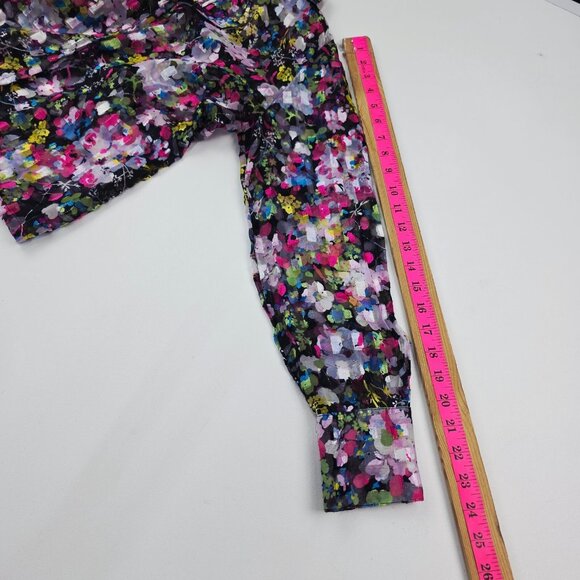 Violet & Claire Sheer Floral Blouse Button Front Collared Long Sleeve M Bright - Picture 15 of 15